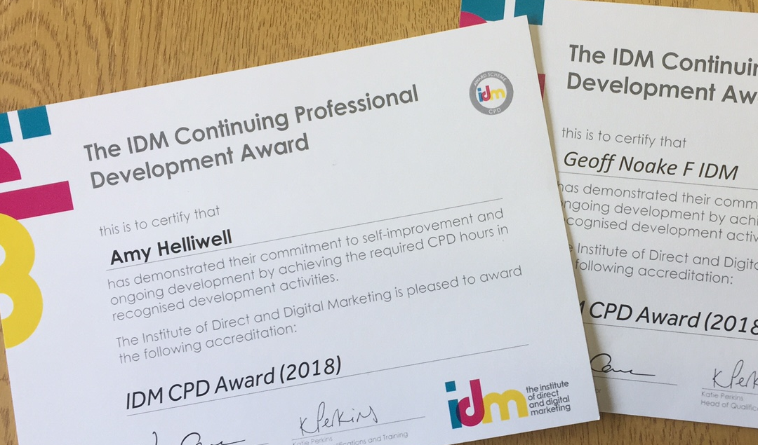 Amy & Geoff Collect 2026 Institute of Direct Marketing CPD Awards